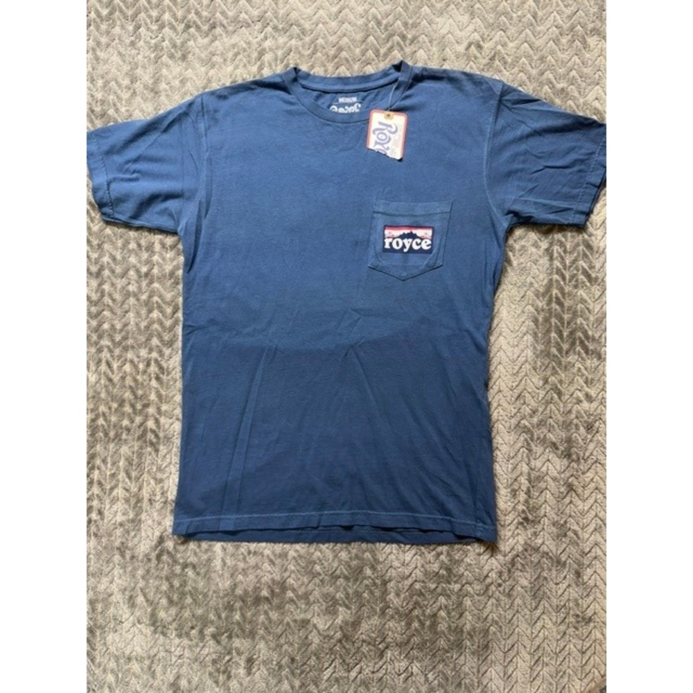 Royce Apparel Mens America Pocket T-Shirt Blue Short Sleeve Graphic Medium 0519
